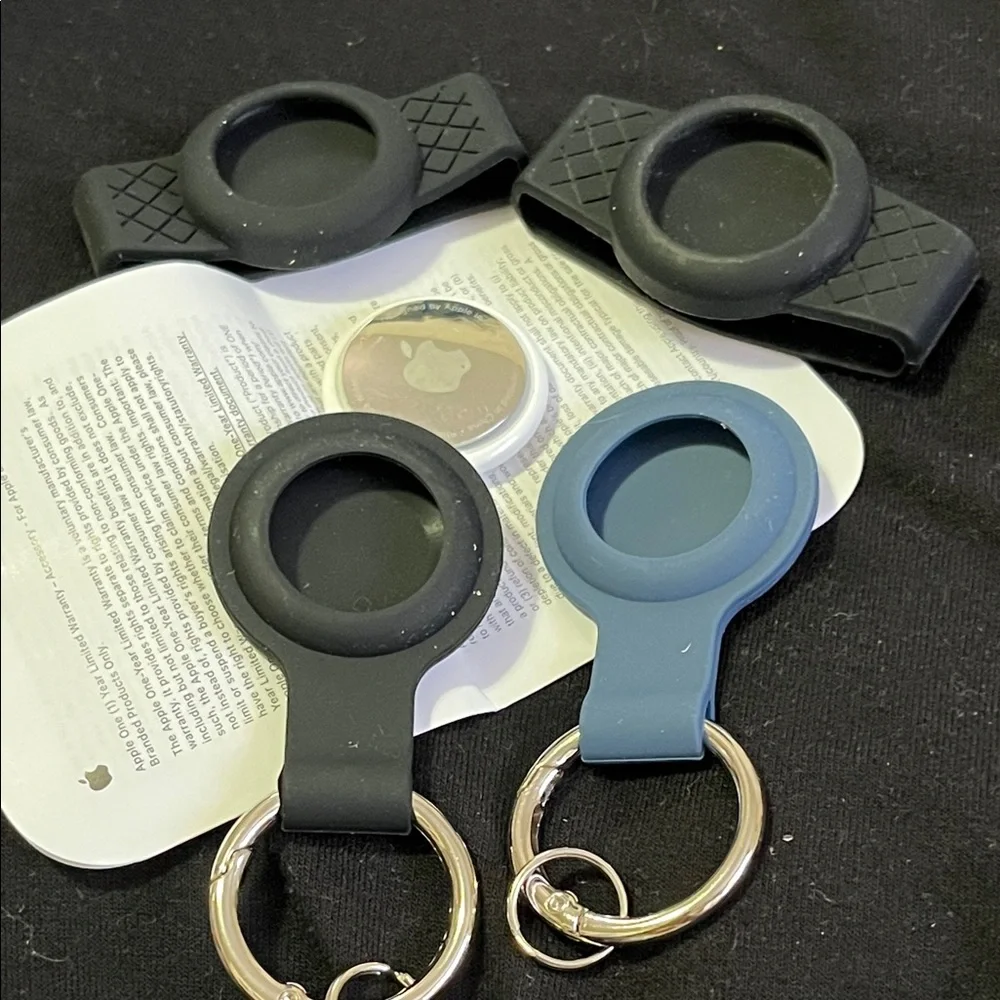 Black and Blue Silicone Keychain Holder for AirTag with Air Tag